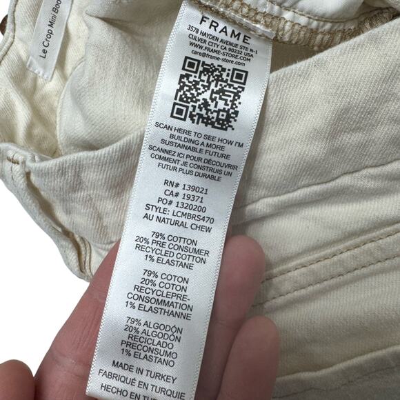 FRAME Le Crop Mini Boot Cream Denim Jeans Frayed Distressed Hem Womens 26 - Picture 4 of 10